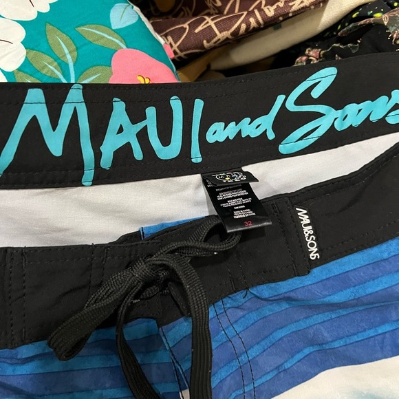 Maui & Sons Men’s 32 Blue Swimming Board Shorts R9 - Picture 8 of 9
